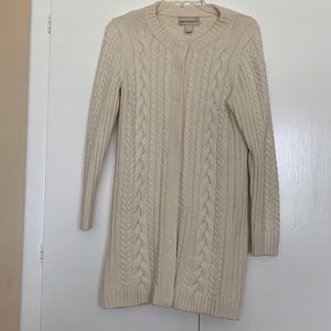 Long cable cardigan